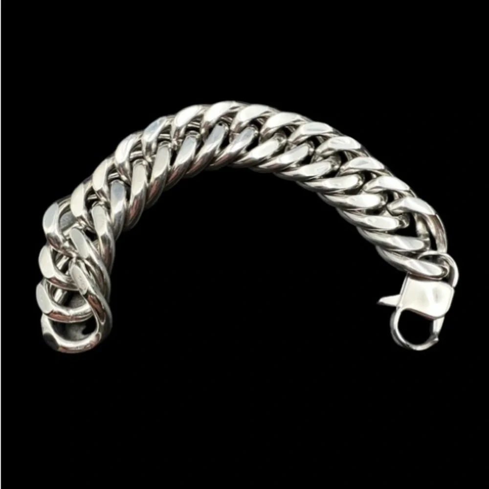 Unisex 20mm Stainless Steel Chain Bracelet 8” Length Lobster Clasp